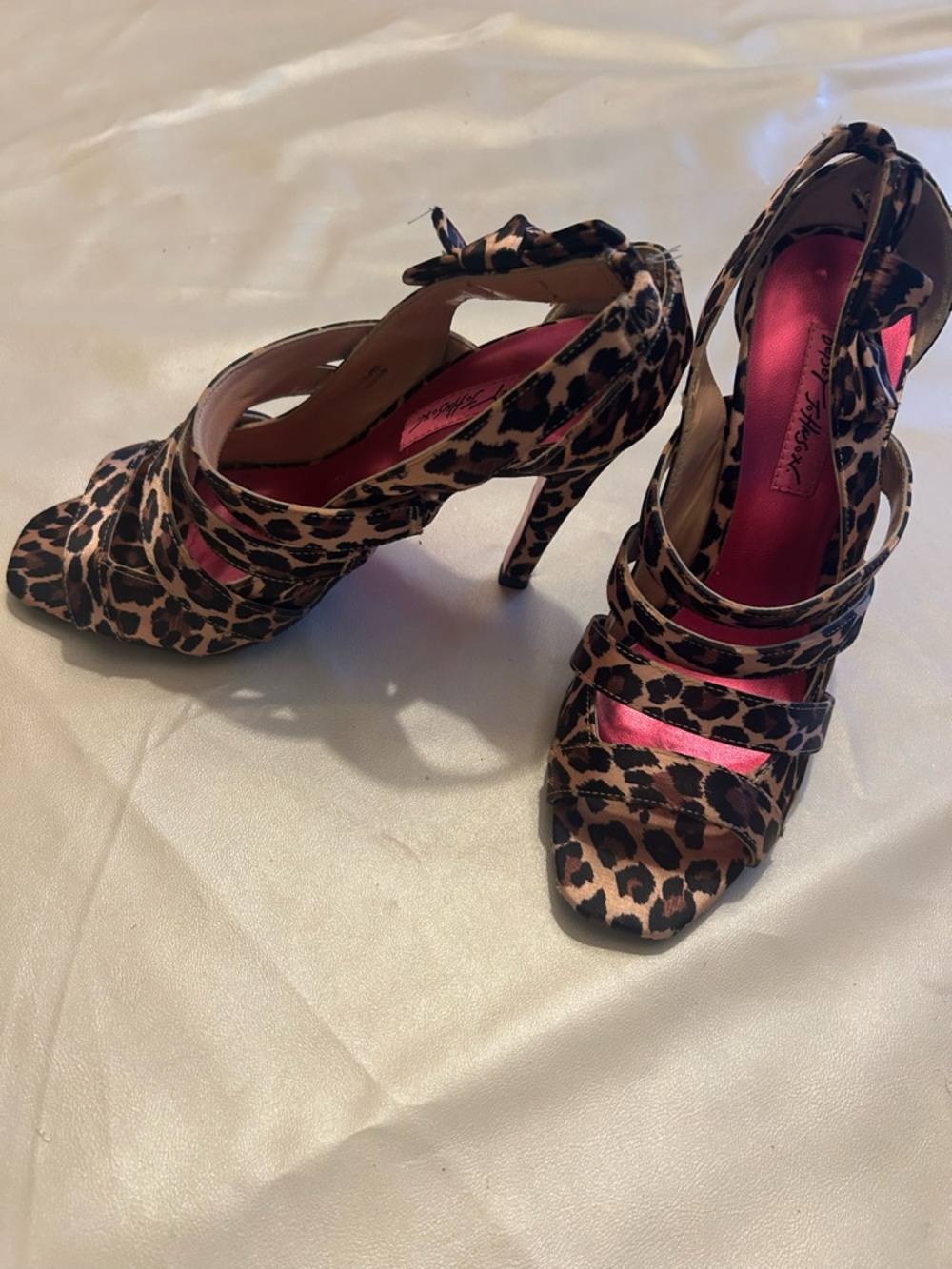 Betsy Johnson Leopard Print Strappy High Heels - Women